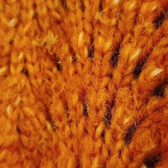 LEA & VIOLA Women's Orange Open Front Knit Cardigan Fall Crochet Sweater Medium - Picture 2 of 8